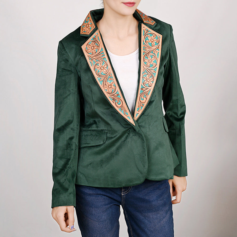 ADBZ024 Genuine leather Hand tooled hand carved Women Blazer dress by Hilason – Cowboy and equestrian accessories
