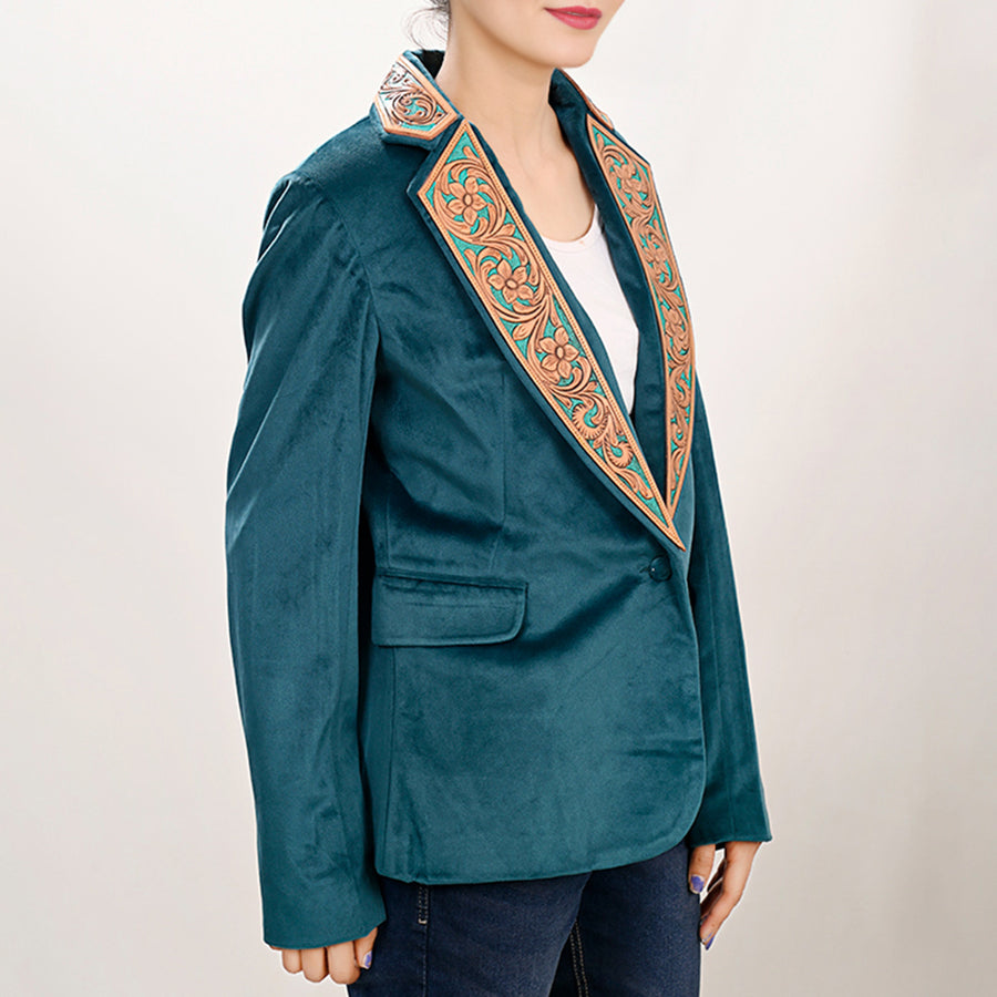American Darling Genuine leather Hand tooled carved Women Blazer dress jacket | Vintage