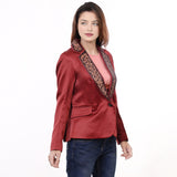 ADBZ028 Genuine leather Hand tooled hand carved Women Blazer dress jacket ladies Girl