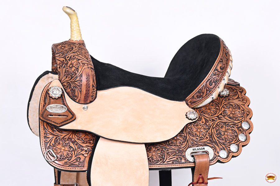 HILASON Western Horse Saddle American Leather Treeless Trail Barrel | for Horses