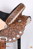 HILASON Western Horse Treeless Trail Barrel Saddle American Leather | for Horses