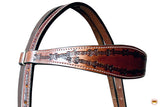 HILASON Western Horse Headstall Breast Collar Set Genuine American Leather Barb Wire Rough Out Dark Brown | For Horses