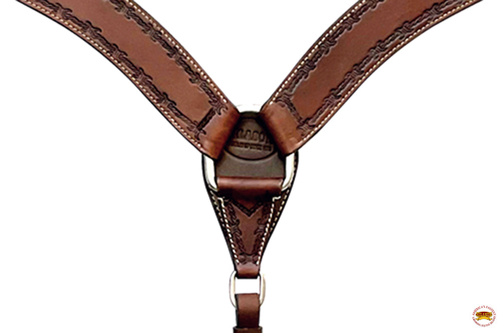 HILASON Western Horse Headstall Breast Collar Set Genuine American Leather Barb Wire Rough Out Dark Brown | Headstall For Horses Western | Headstall | Horse Headstall | Headstall For Horses