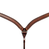 HILASON Western Horse Headstall Breast Collar Set Tack Genuine American Leather Barb Wire Rough Out Dark Brown