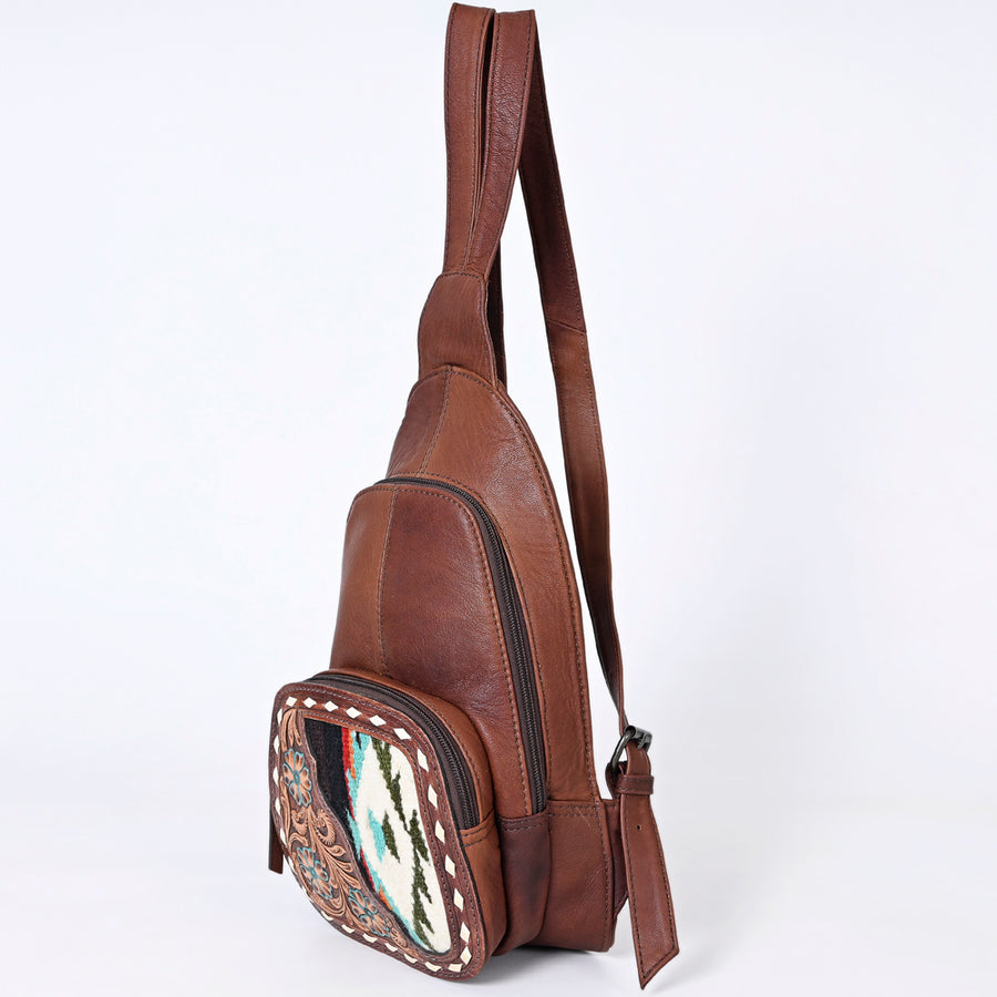 American Darling Hair-On Cowhide Sling Bag | Tooled Leather Western Backpack - Uhorse