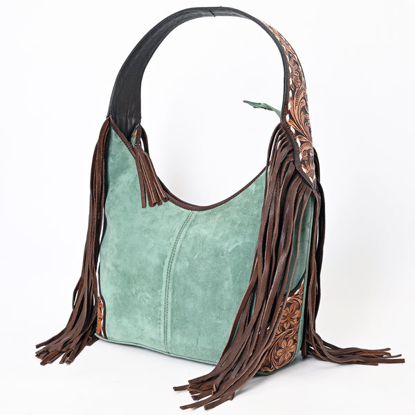 American Darling Hand Tooled Floral Carved Suede Genuine Leather Hobo Bag - Uhorse