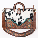 American Darling Tote Hand Tooled Hair on Genuine Leather Western Women Bag Handbag Purse | Travel Bags College Casual