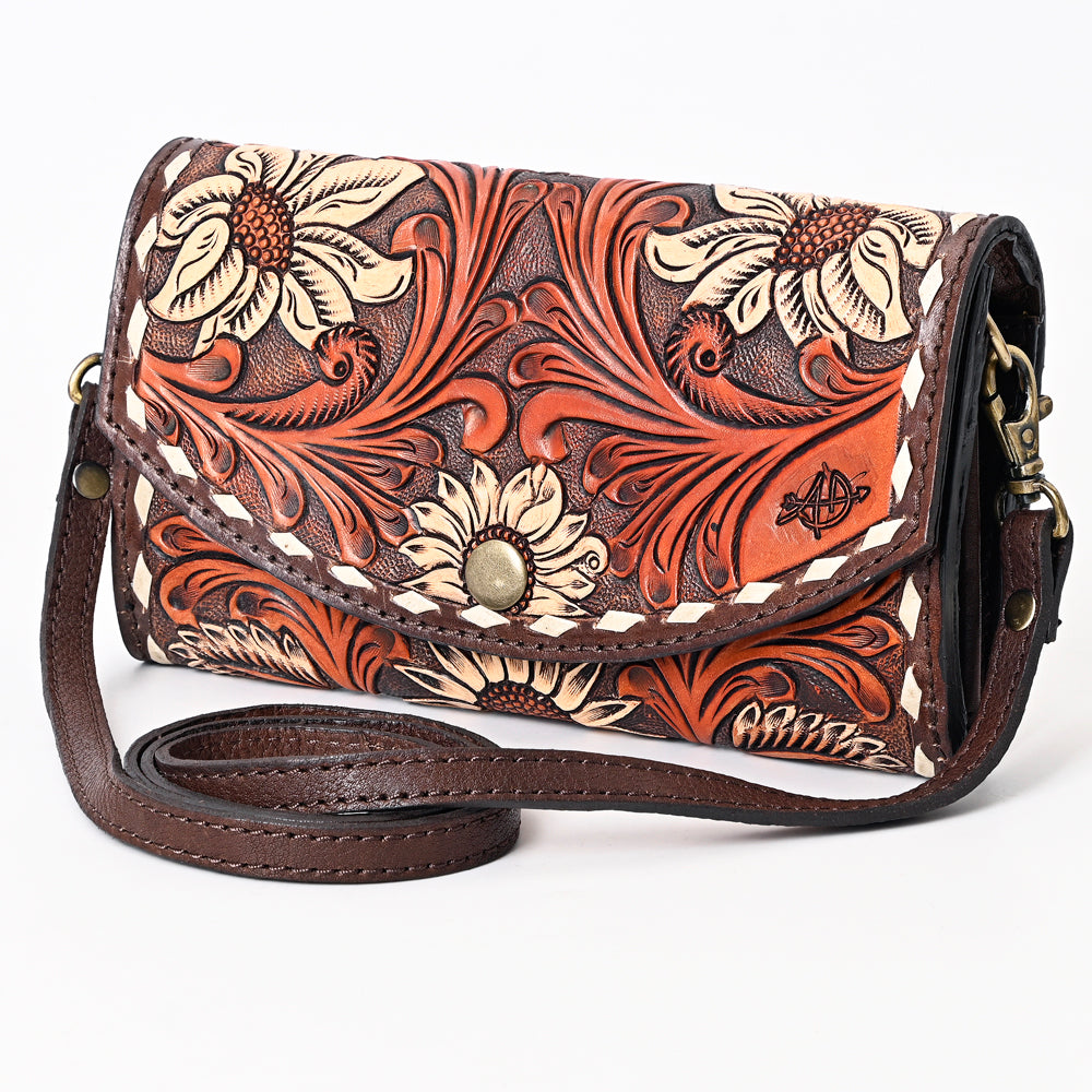 Green Hand Tooled Mexican Leather Clutch