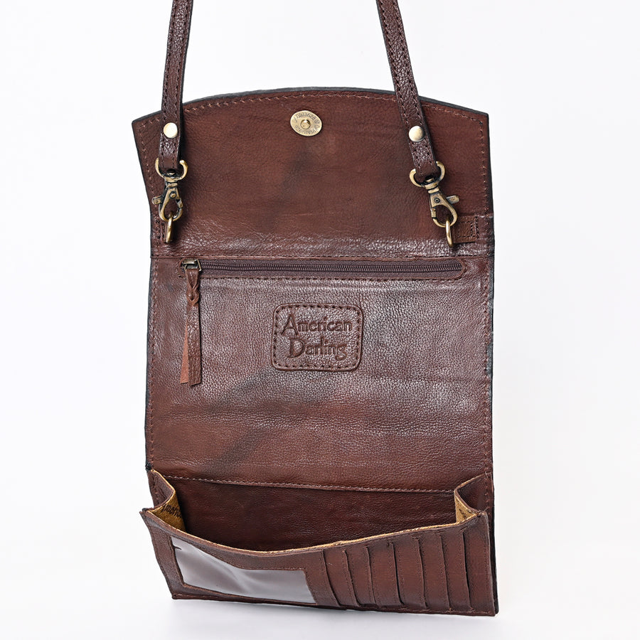 American Darling Hand Tooled Floral Carved Genuine Leather Small Cross body Bag Vegetable-Tanned Eco-Friendly Western Everyday