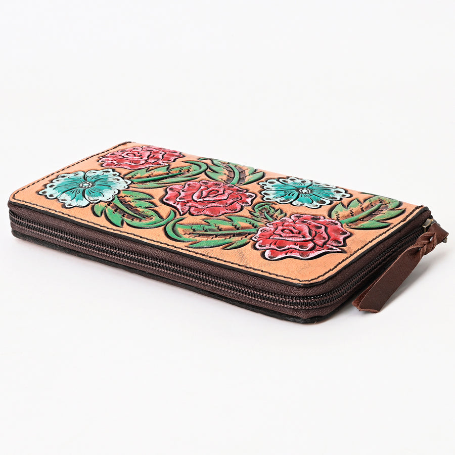 American Darling Hand Tooled Floral Carved Genuine Leather Organizer Bag Vegetable-Tanned Eco-Friendly Western Everyday
