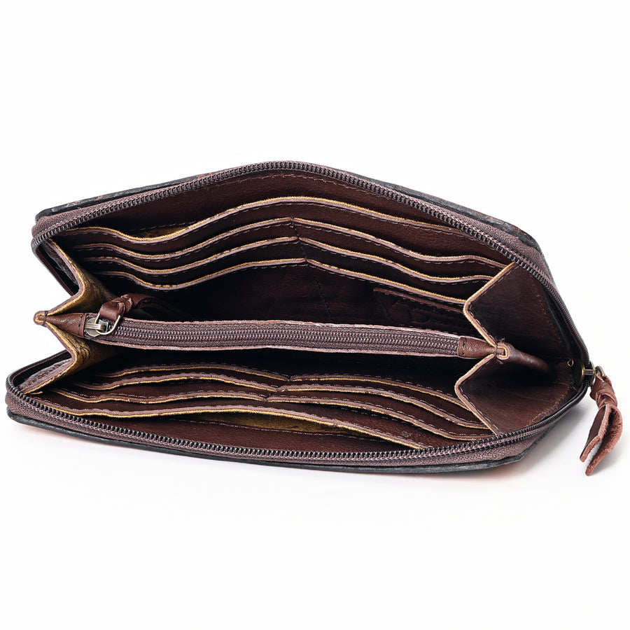 American Darling Hand Tooled Floral Carved Genuine Leather Organizer Bag Vegetable-Tanned Eco-Friendly Western Everyday