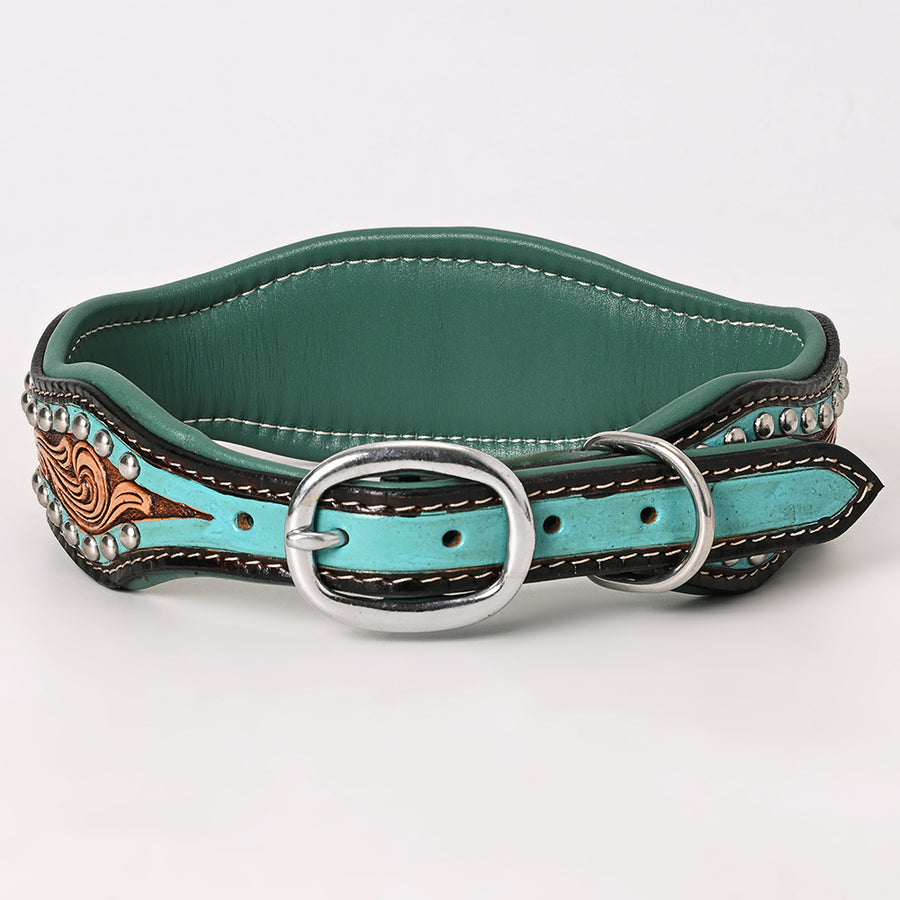 HILASON Western Genuine Leather Heavy Duty Dog Collar Floral Tooled Tan | for Dogs Comfortable