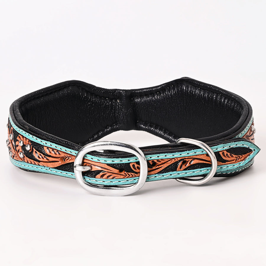 HILASON Western Genuine Leather Heavy Duty Dog Collar Floral Tooled Tan | for Dogs Comfortable
