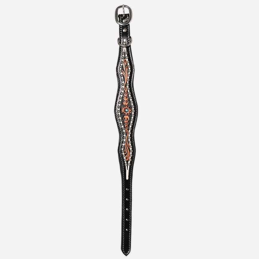 HIlason Genuine Leather Dog Collar Hand Tooled