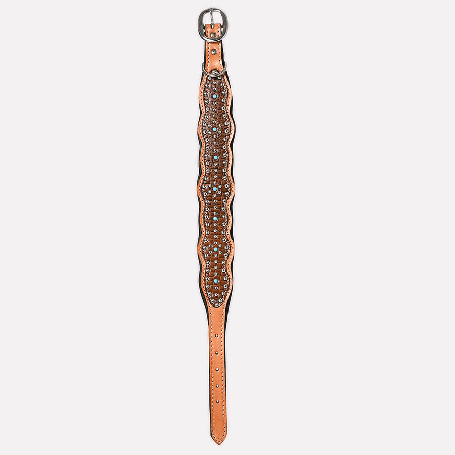 HIlason Genuine Leather Dog Collar Hand Tooled
