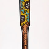 Hilason Western Hand Painted Sunflower Genuine Leather Dog Collar Brown