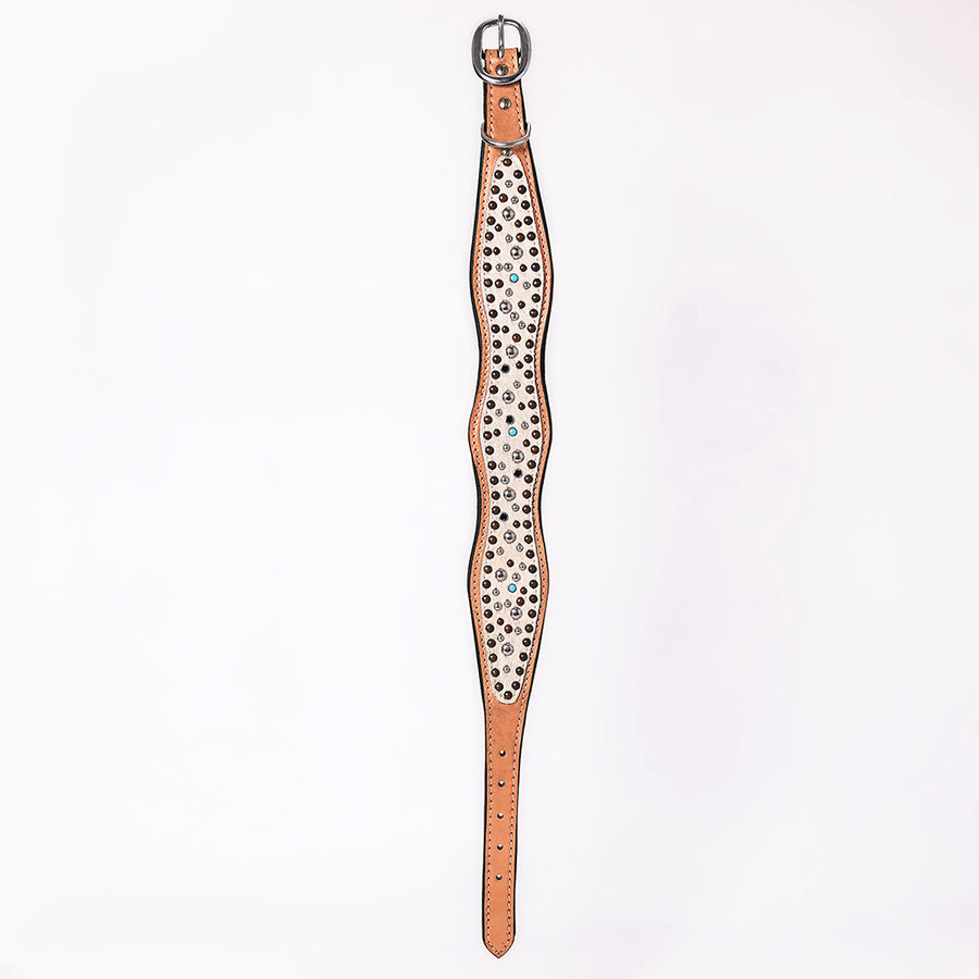 HILASON Western Style Beaded American Leather Pet Dog Collar
