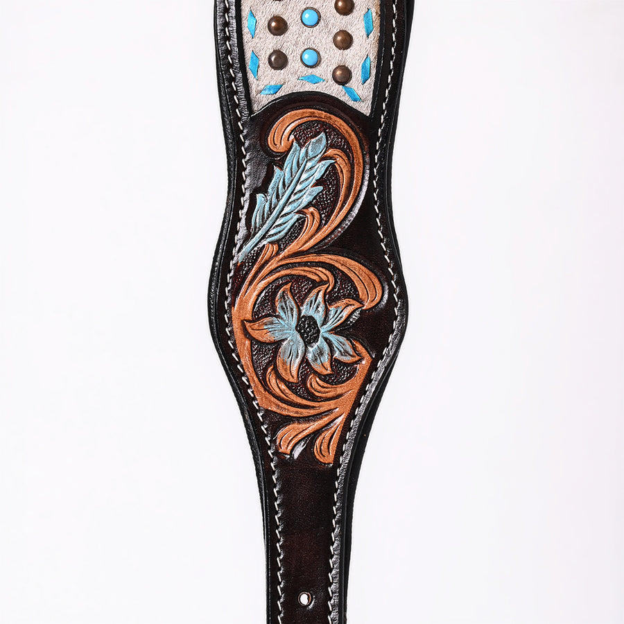 HILASON Western Genuine Leather Heavy Duty Dog Collar Floral Tooled Tan | for Dogs Comfortable