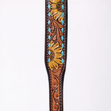 Hilason Western Hand Carved Floral Genuine Leather Dog Collar Brown With Hand Tooled & Painted