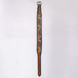 Hilason Western Hand Carved Floral Genuine Leather Dog Collar Brown With Hand Tooled & Painted