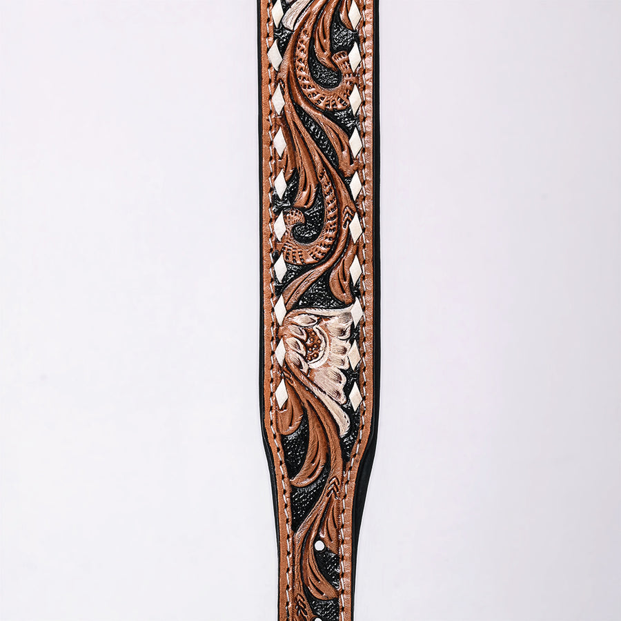 HILASON Western Genuine Leather Heavy Duty Dog Collar Floral Tooled Tan | for Dogs Comfortable