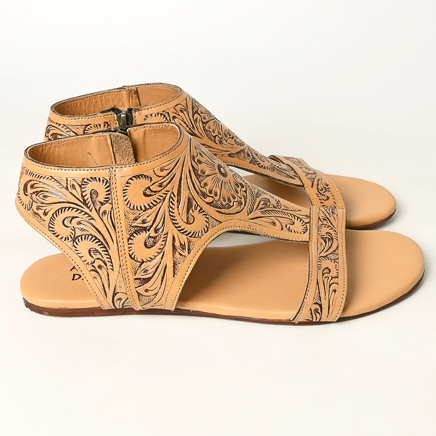 American Darling Hand Tooled, Carved Genuine Leather Sandal Footwear Flip Flop | Tooled