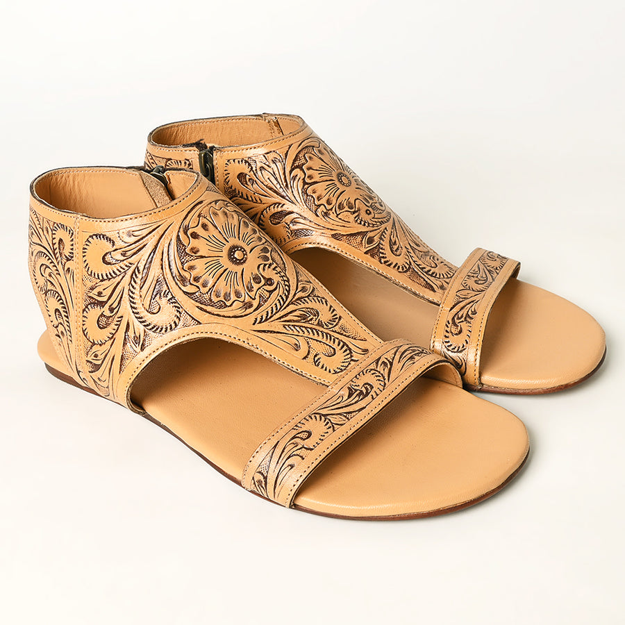 American Darling Hand Tooled, Carved Genuine Leather Sandal Footwear Flip Flop | Tooled