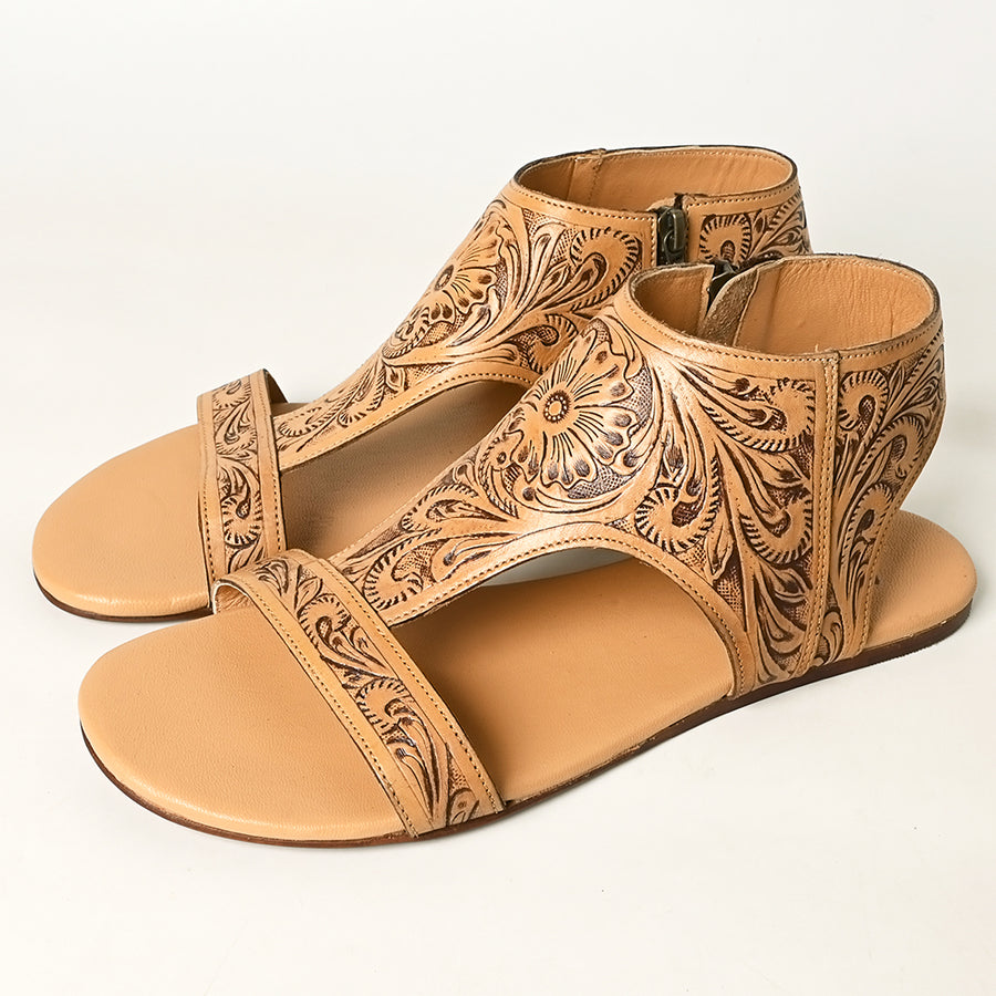American Darling ADFT141A Hand tooled carved genuine leather sandal footwear flip flop - Uhorse