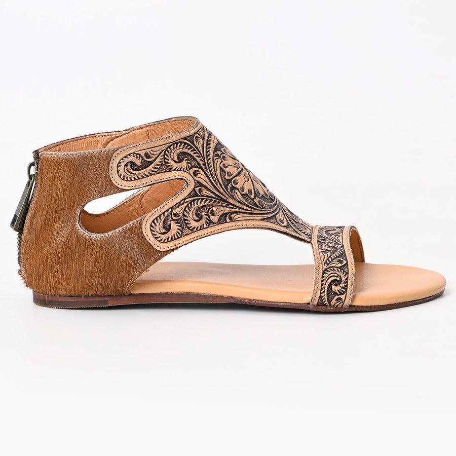 American Darling Hand Tooled, Carved Genuine Leather Sandal Footwear Flip Flop | Tooled