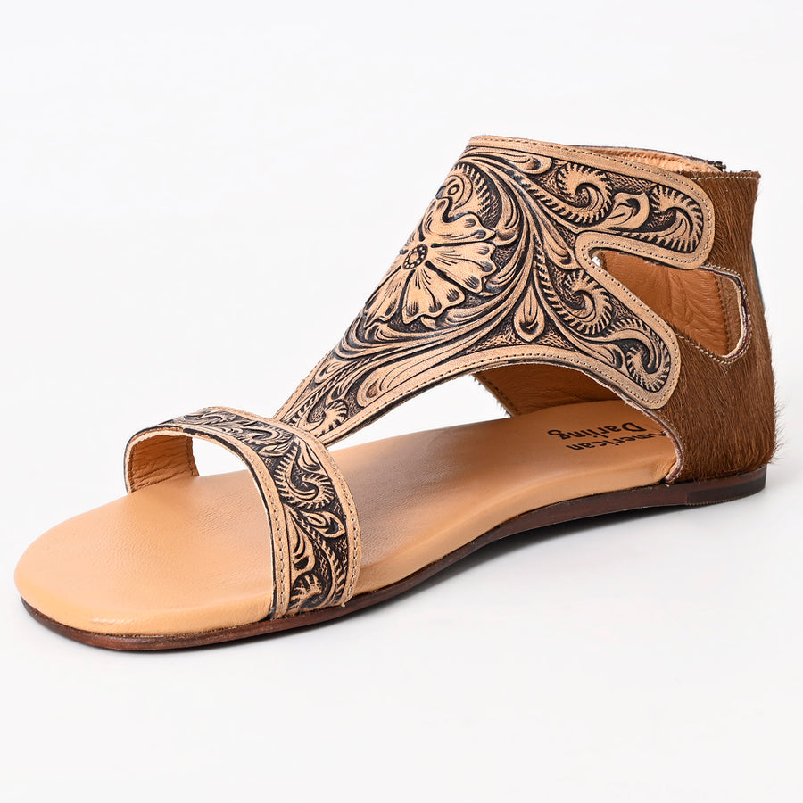 American Darling Hand Tooled, Carved Genuine Leather Sandal Footwear Flip Flop | Tooled