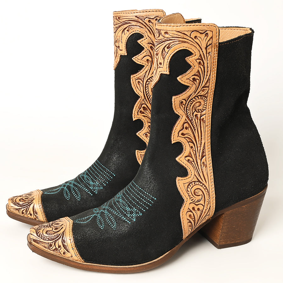 American Darling Hand Curved Boot stitched Genuine Western Suede Leather Long | Bag Handbag
