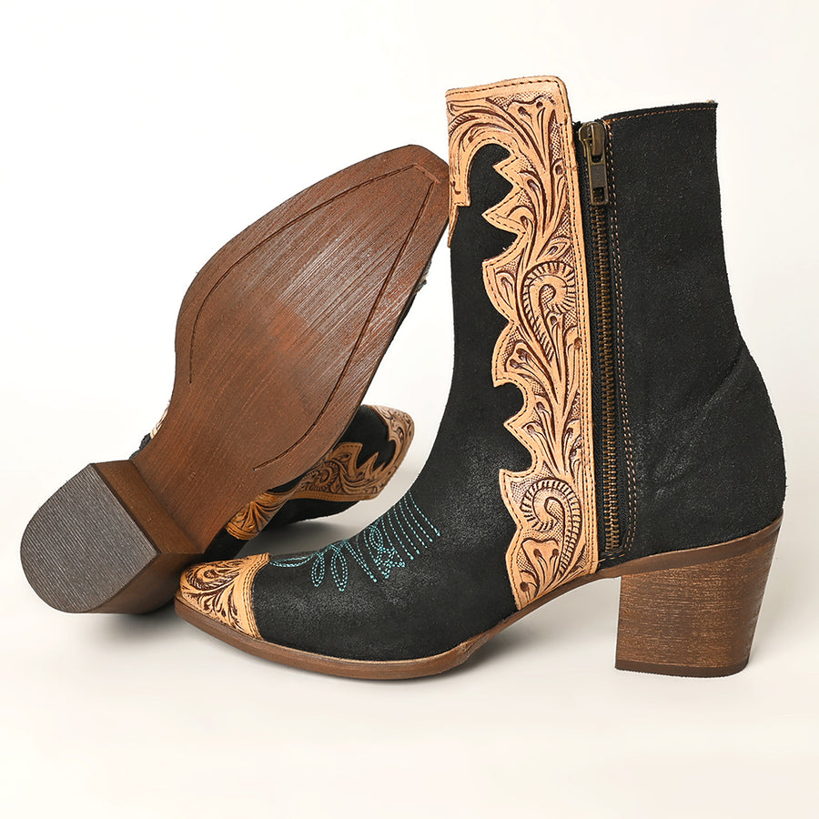 American Darling Hand Curved Boot stitched Genuine Western Suede Leather Long | Bag Handbag