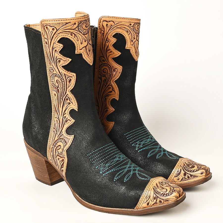 American Darling Hand Curved Boot stitched Genuine Western Suede Leather Long | Bag Handbag
