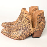 American Darling Floral Hand Curved Genuine Western Leather Ankle Boot