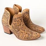 American Darling Floral Hand Curved Genuine Western Leather Ankle Boot