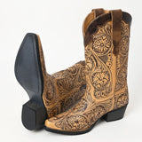 American Darling Floral Hand Curved Genuine Western Leather Long Boot