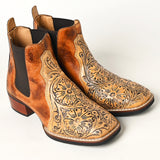 American Darling Floral Hand Curved Genuine Western Leather Riding Ankle Boot