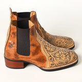 American Darling Floral Hand Curved Genuine Western Leather Riding Ankle Boot