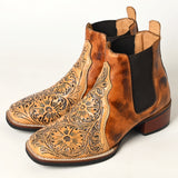 American Darling Floral Hand Curved Genuine Western Leather Riding Ankle Boot