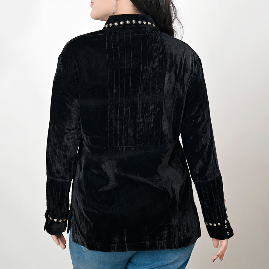 American Darling Velvet Women shirt dress Tunic Ladies girl Top Black| Vintage Leather Shirt|Shirt |Leather