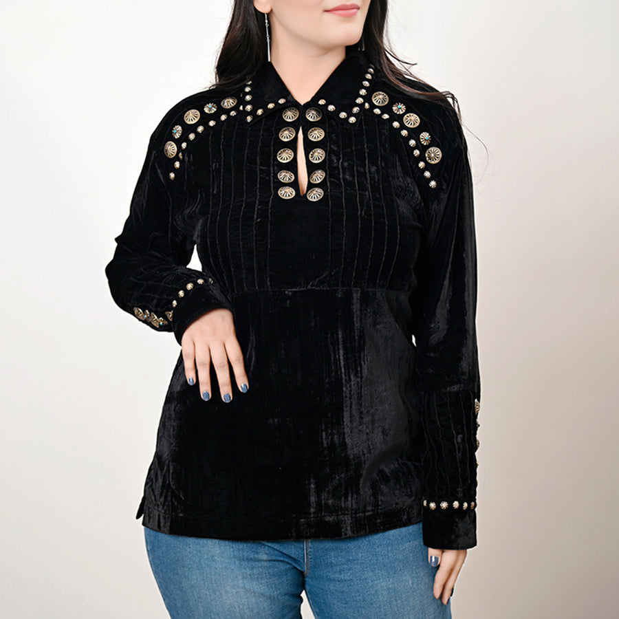 American Darling Velvet Women shirt dress Tunic Ladies girl Top - Uhorse