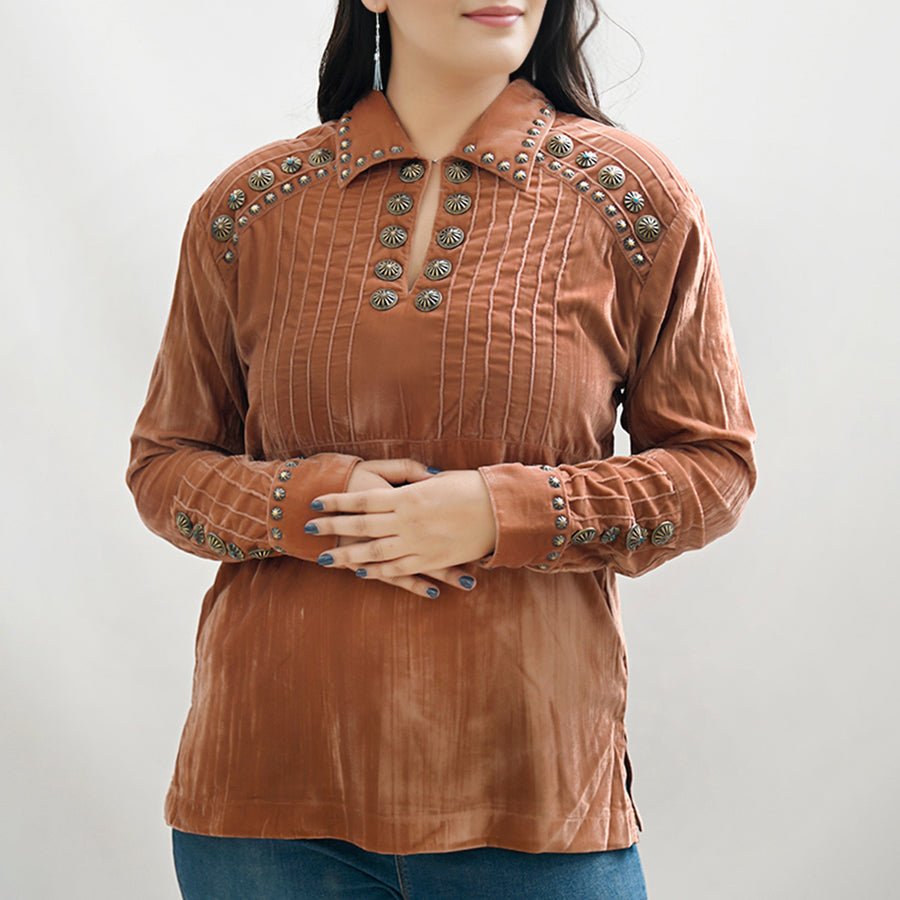 American Darling Velvet Women shirt dress Tunic Ladies girl Top| Vintage Leather | Women