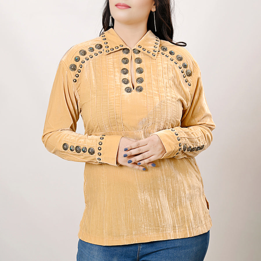 American Darling Velvet Women shirt dress Tunic Ladies girl Top - Uhorse