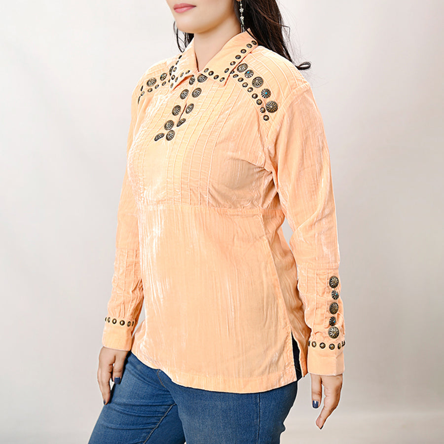 American Darling Velvet Women shirt dress Tunic Ladies girl Top Cream | Vintage Leather