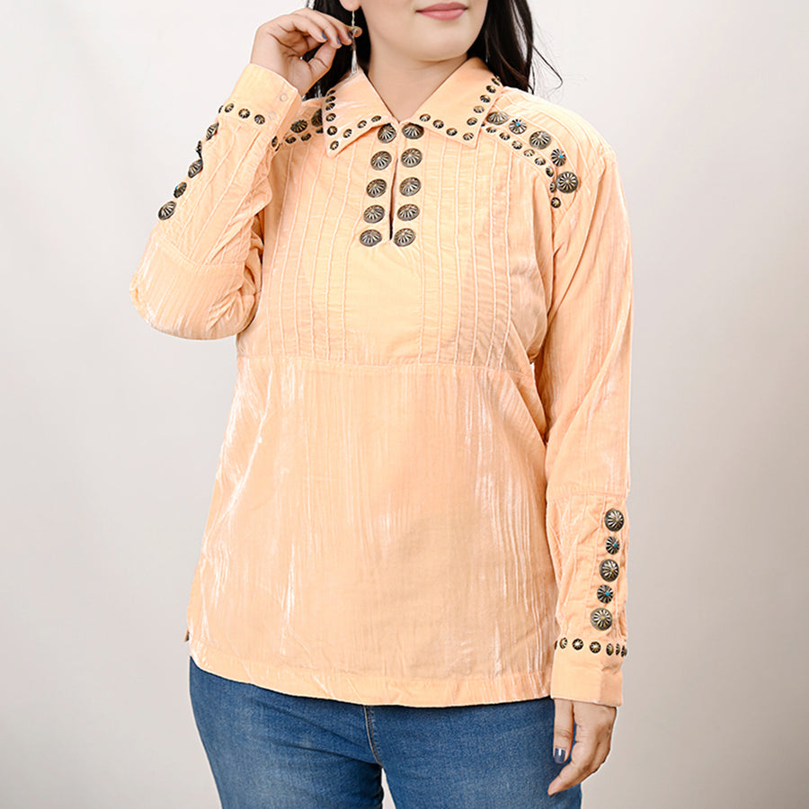American Darling Velvet Women shirt dress Tunic Ladies girl Top Cream | Vintage Leather