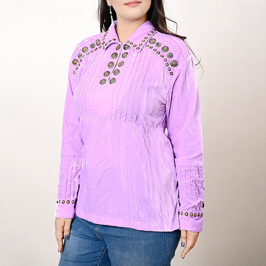 American Darling Velvet Women shirt dress Tunic Ladies girl Top Purple| Vintage Leather