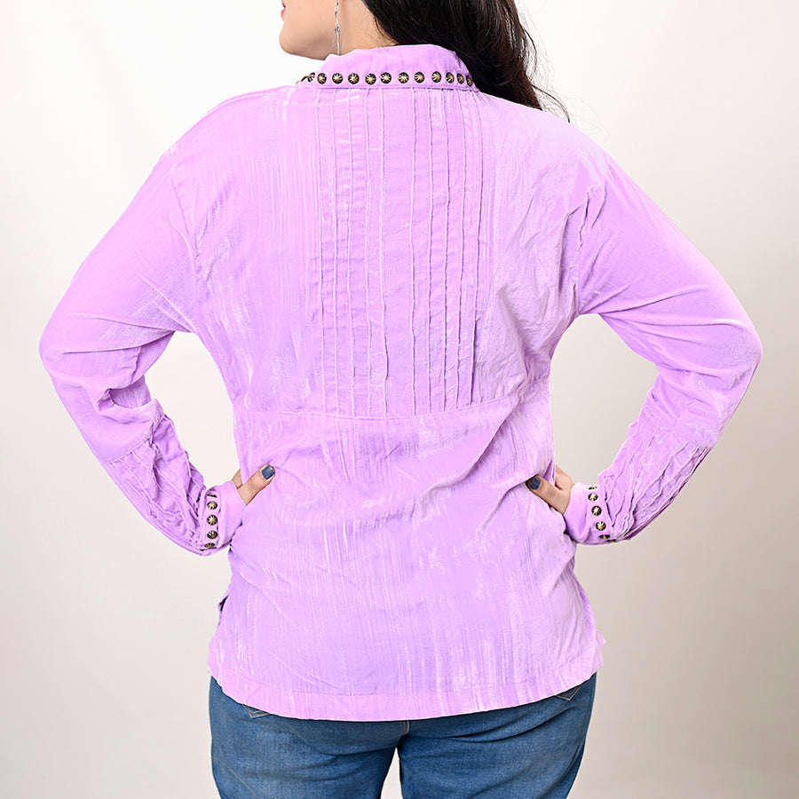 American Darling Velvet Women shirt dress Tunic Ladies girl Top Purple| Vintage Leather
