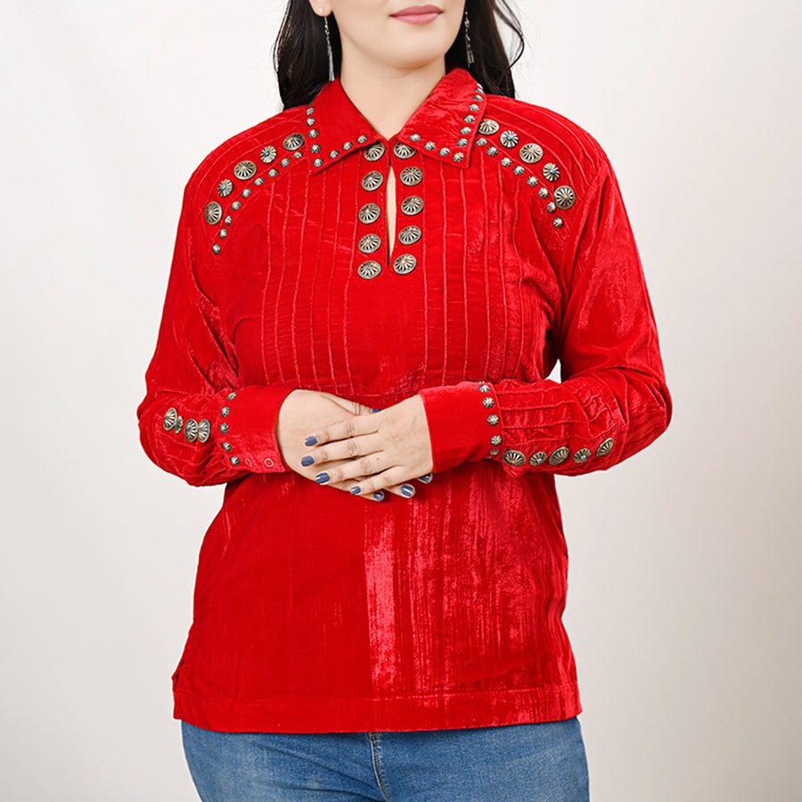 American Darling Velvet Women shirt dress Tunic Ladies girl Top - Uhorse