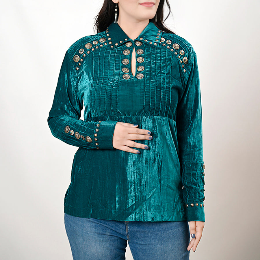 American Darling Velvet Women shirt dress Tunic Ladies girl Top - Uhorse