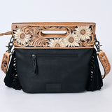 American Darling Clutch Hand Tooled Saddle Blanket Fabric Genuine Leather Western Women Bag Handbag Purse | Purses for Cute